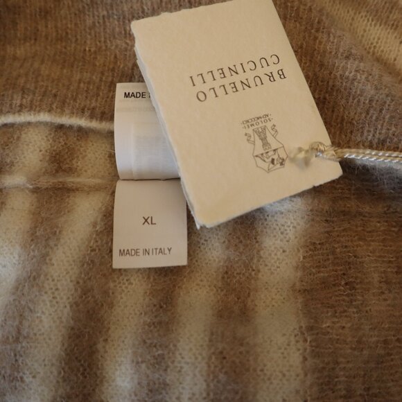 Brunello Cucinelli Sequins Sweater Beige Tan Stripe Alpaca Blend New Tag Size XL - Picture 9 of 9